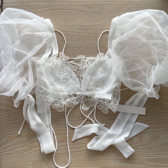 For Love & Lemons Caroline Crop Top in White NWT - Picture 4 of 5